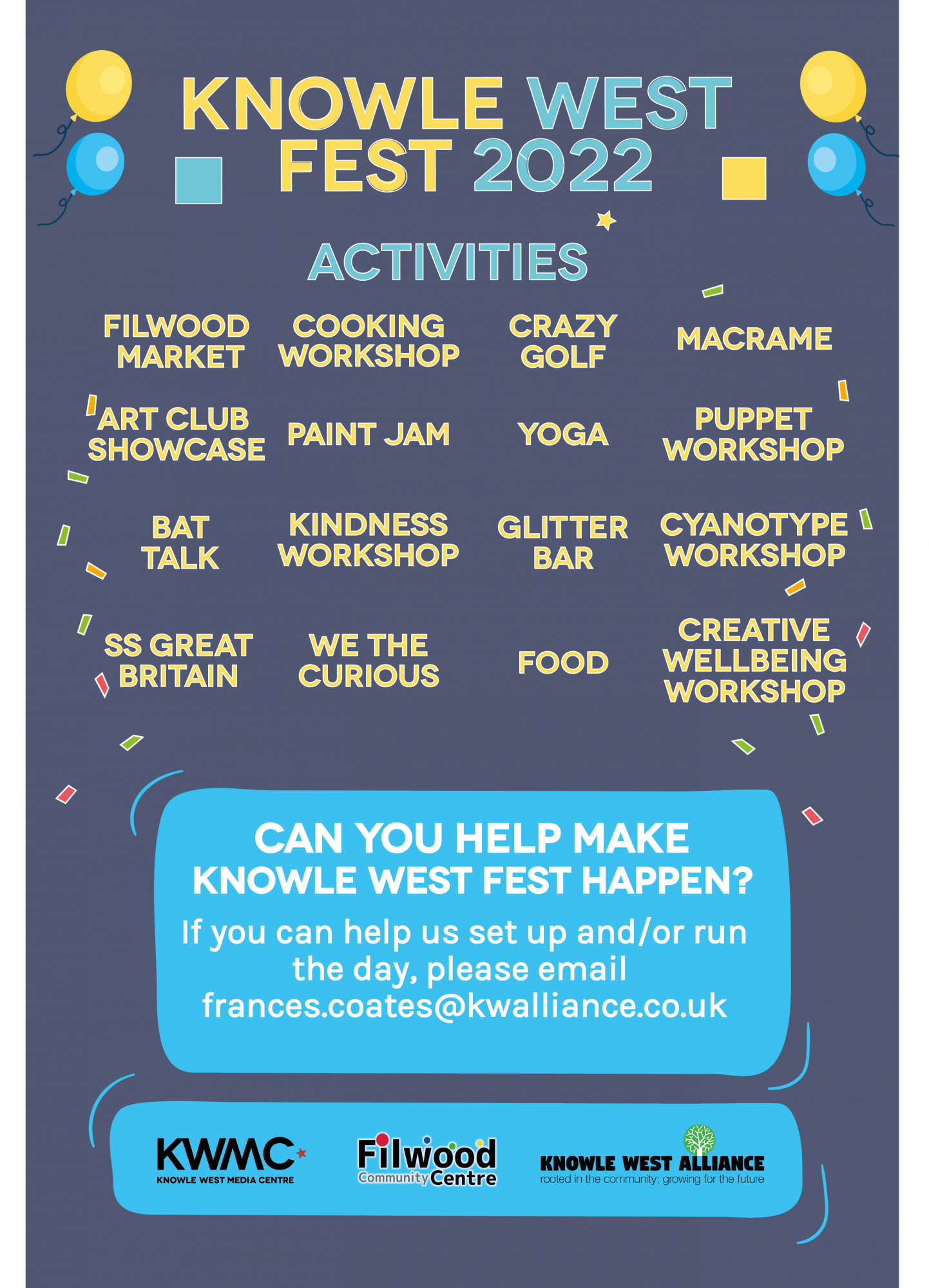 The full line-up of activities at Knowle West Fest 2022.