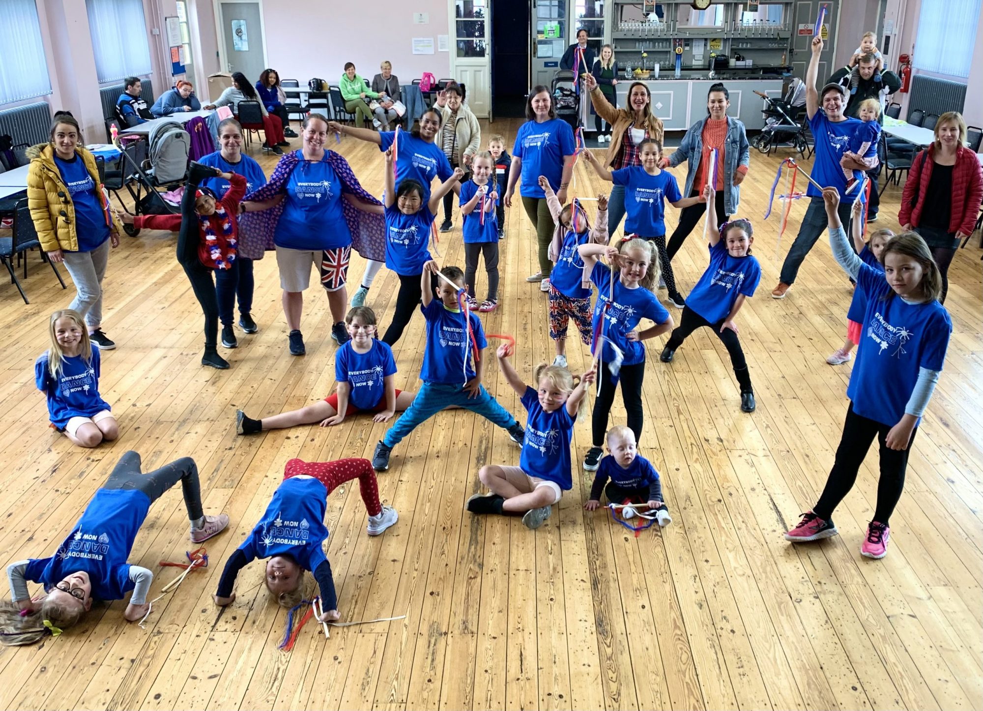 A dance group in their studio.